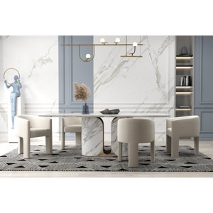 Brayden Studio® Modern Barrel Dining Chair With Solid Wood Legs